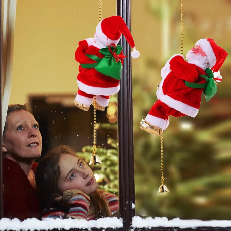 Delightful Electric Climbing Santa Claus Ornament – Perfect Holiday Decoration for Kids and Festive Displays