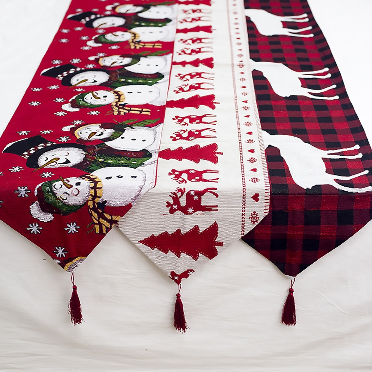 Holiday Elk Snowman Table Runner