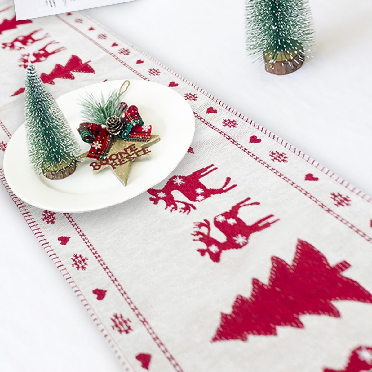 Holiday Elk Snowman Table Runner