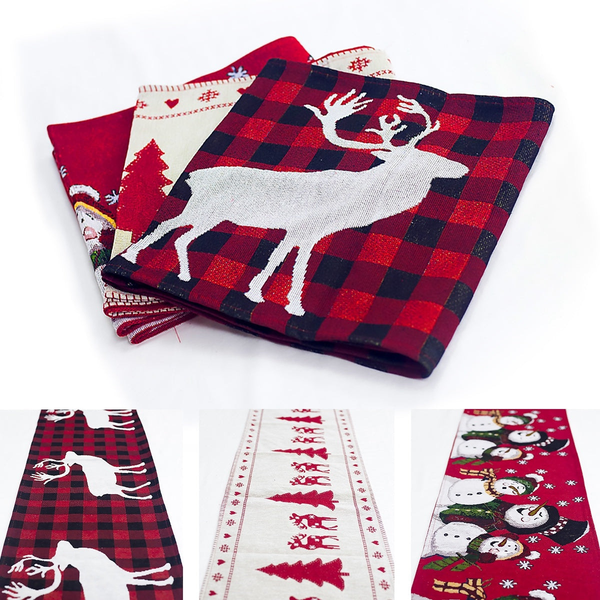 Holiday Elk Snowman Table Runner