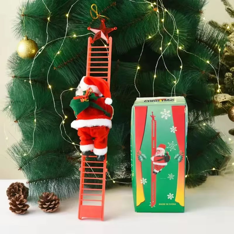Delightful Electric Climbing Santa Claus Ornament – Perfect Holiday Decoration for Kids and Festive Displays