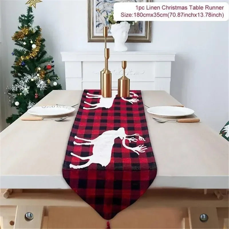 Holiday Elk Snowman Table Runner
