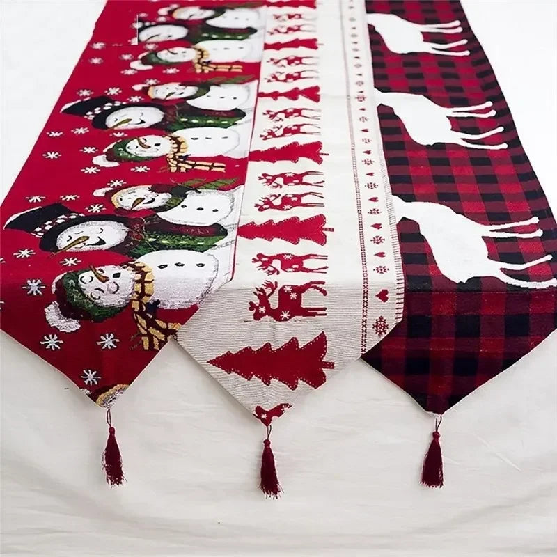 Holiday Elk Snowman Table Runner