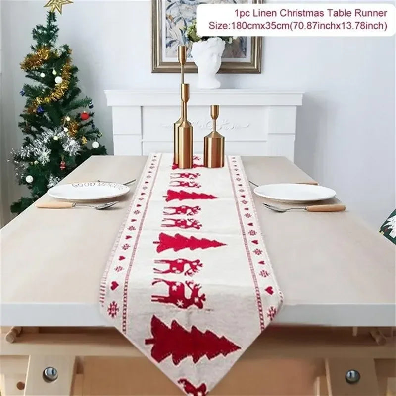 Holiday Elk Snowman Table Runner