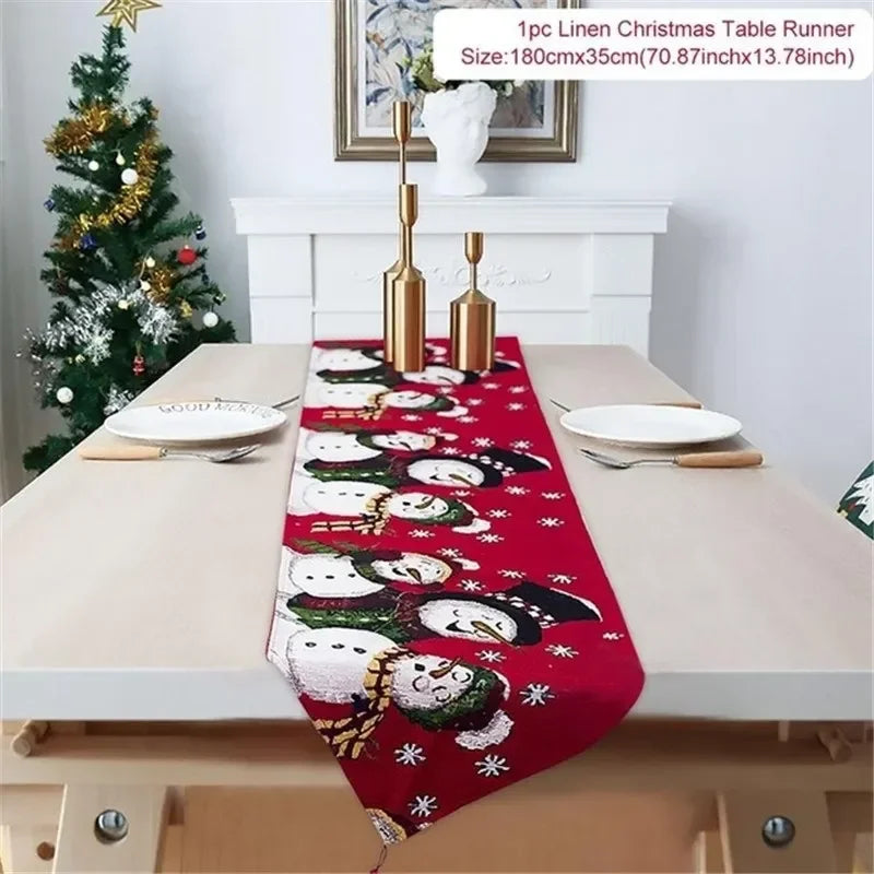 Holiday Elk Snowman Table Runner