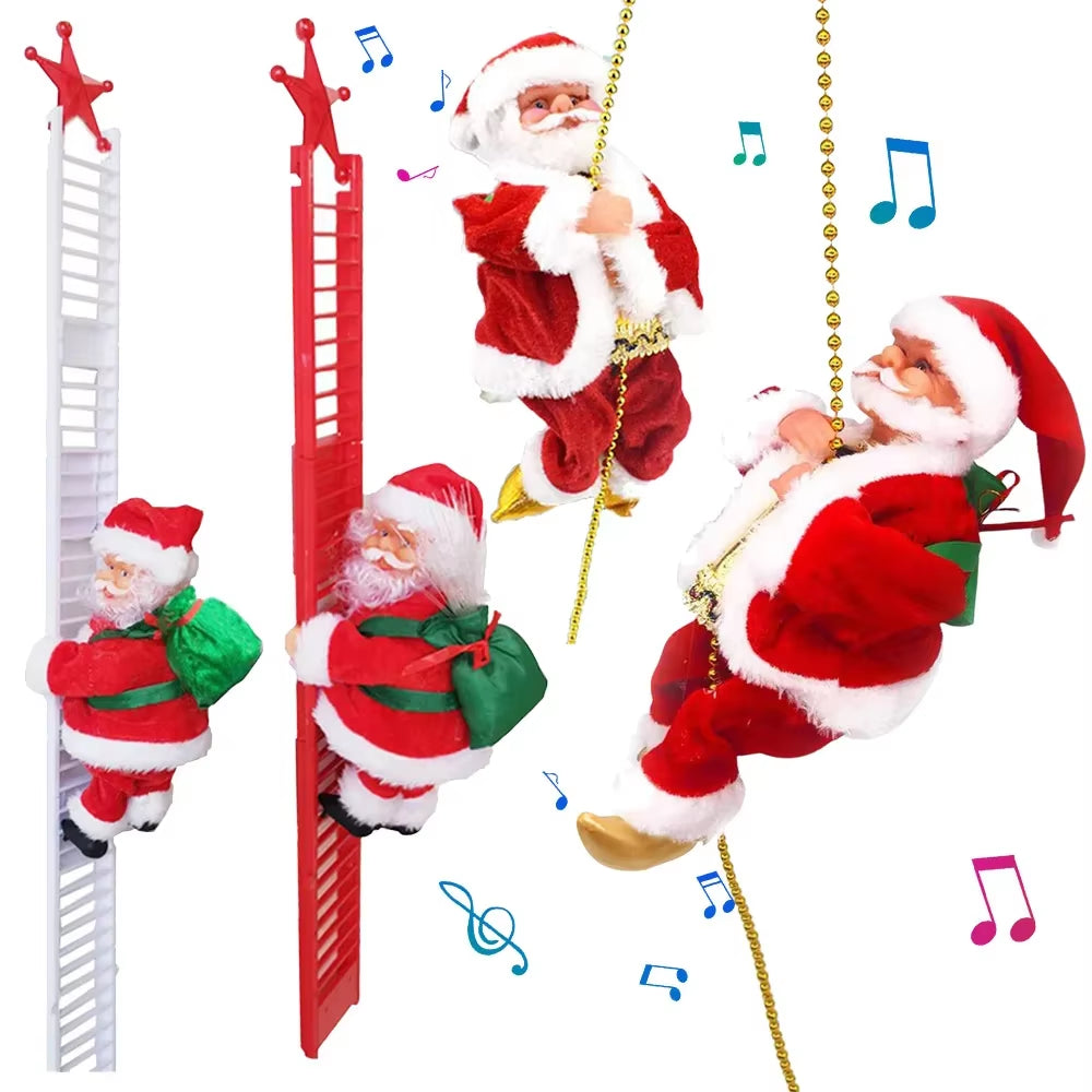 Delightful Electric Climbing Santa Claus Ornament – Perfect Holiday Decoration for Kids and Festive Displays