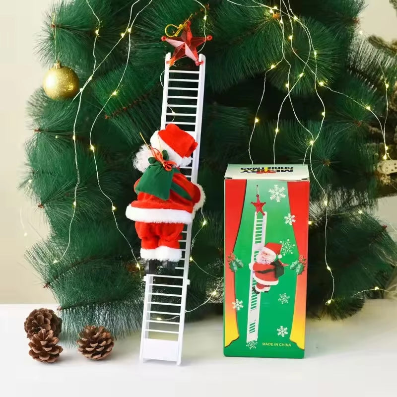 Delightful Electric Climbing Santa Claus Ornament – Perfect Holiday Decoration for Kids and Festive Displays