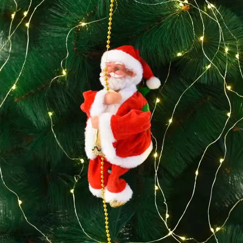Delightful Electric Climbing Santa Claus Ornament – Perfect Holiday Decoration for Kids and Festive Displays