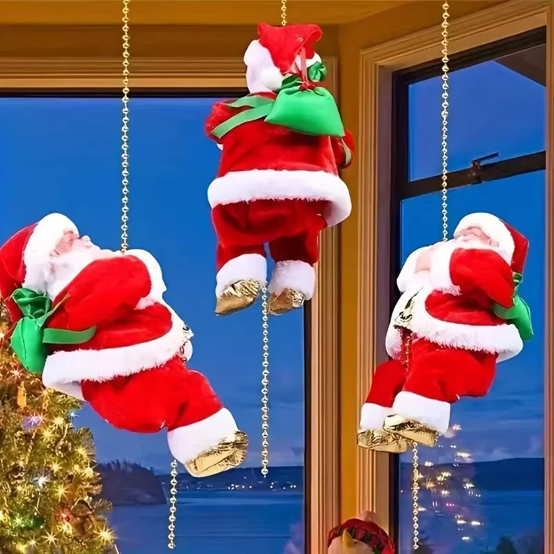 Delightful Electric Climbing Santa Claus Ornament – Perfect Holiday Decoration for Kids and Festive Displays