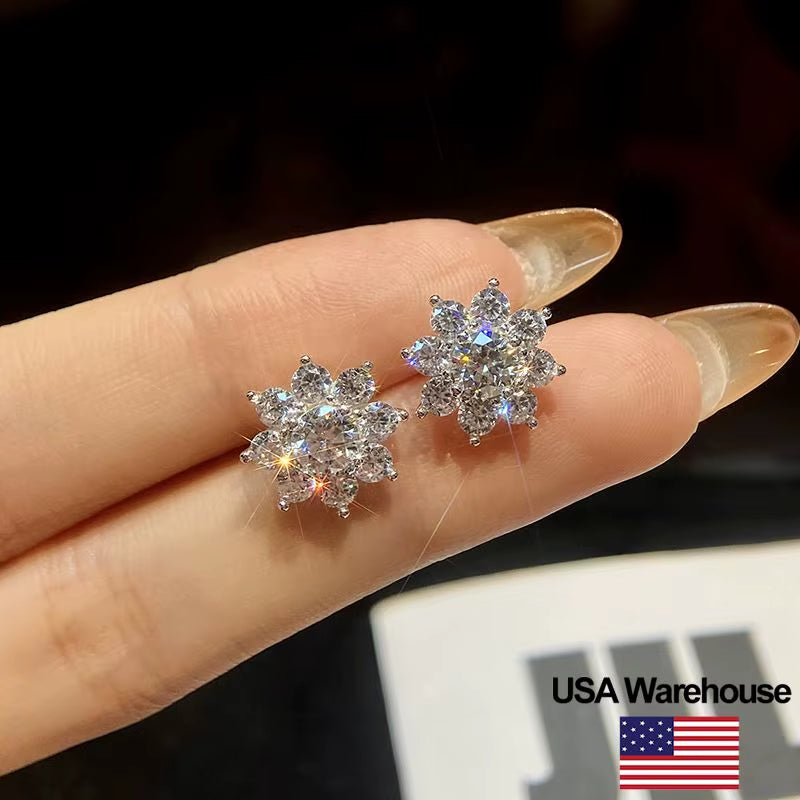 Discover the Elegance of S925 Sterling Silver 0.5CT Moissanite Flower Stud Earrings – Perfect for Weddings and Engagements!