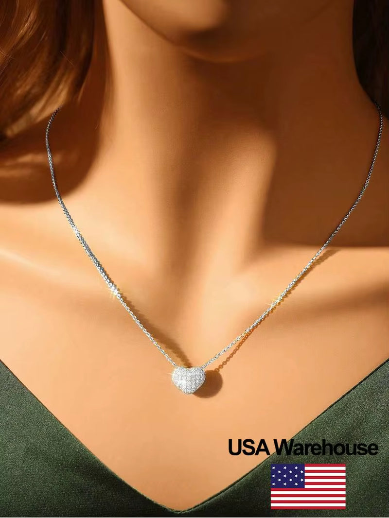 Elevate Your Elegance with the 925 Sterling Silver Zircon Heart Necklace - Perfect for Anniversaries and Special Occasions