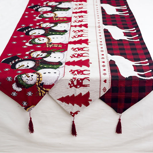 Holiday Elk Snowman Table Runner