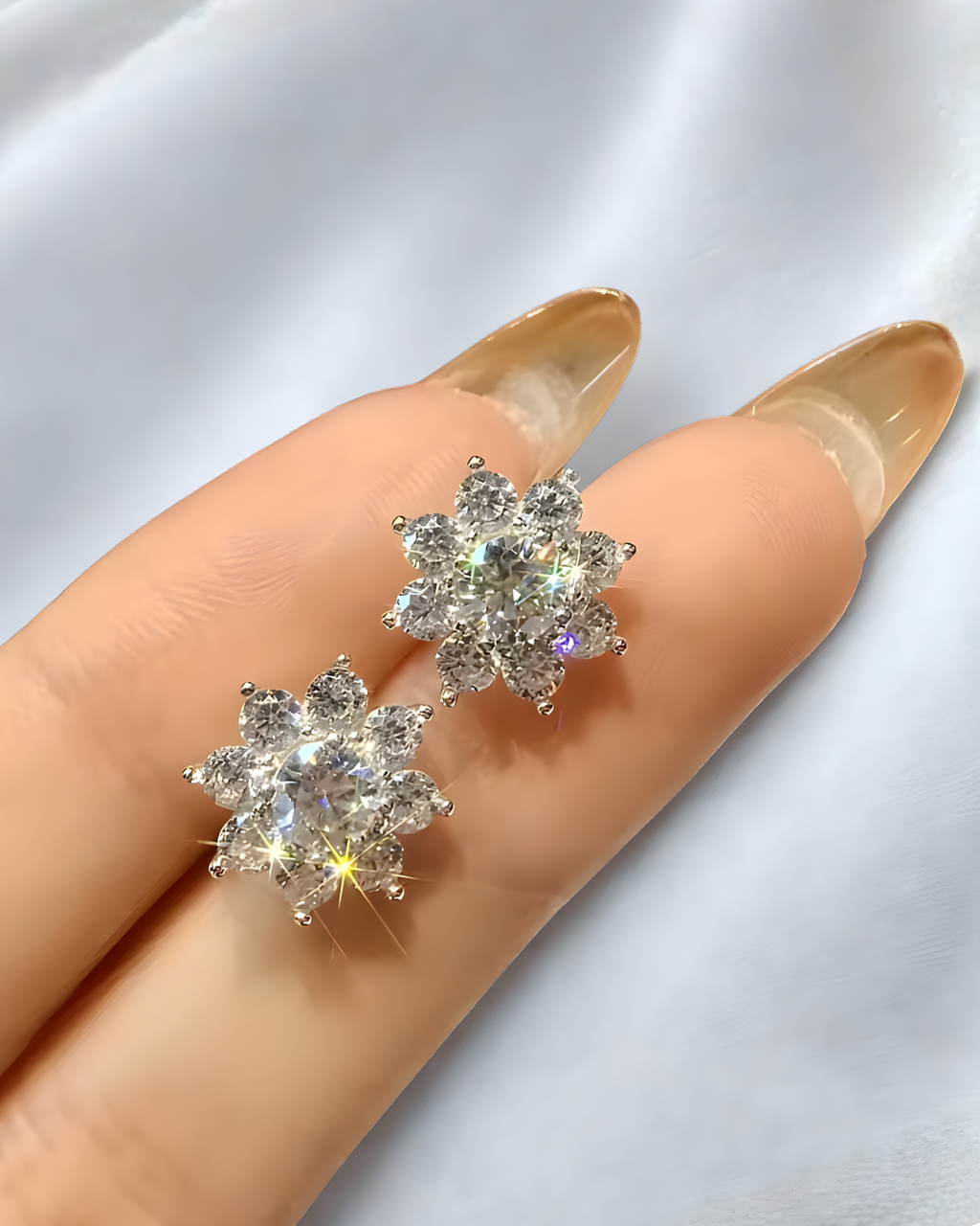 Silver Flower Studs