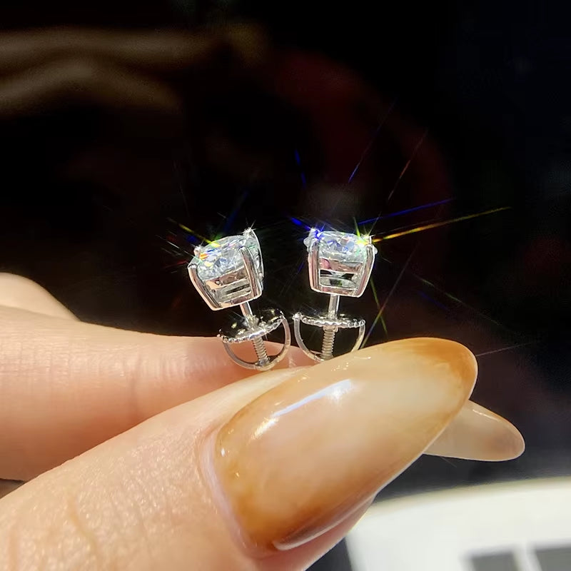 Elevate Your Elegance with S925 Sterling Silver Moissanite Diamond Stud Earrings – Perfect for Engagements and Weddings!