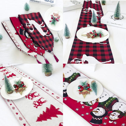 Holiday Elk Snowman Table Runner