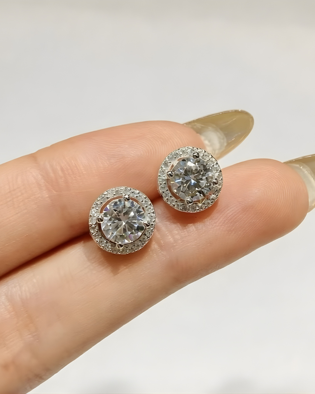 Pure Moissanite Round earrings