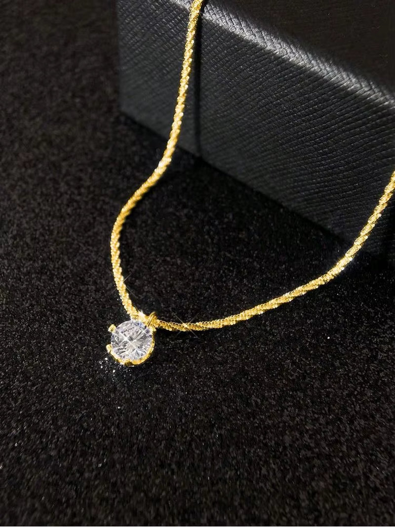 925 Sterling Silver Fashion Simplicity Classic Zircon Sparkling Necklace for Women Anniversary Party High Quality Fine Jewelry