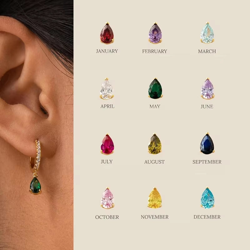 925 Sterling Silver Colorful Zircon Simple Fashion Water Drop Hoop Earring for Women Dating Partyt High Quality Fine Jewelry