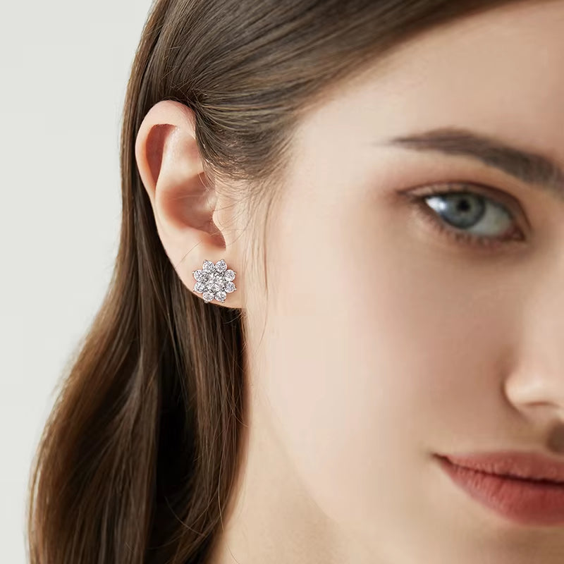 Discover the Elegance of S925 Sterling Silver 0.5CT Moissanite Flower Stud Earrings – Perfect for Weddings and Engagements!