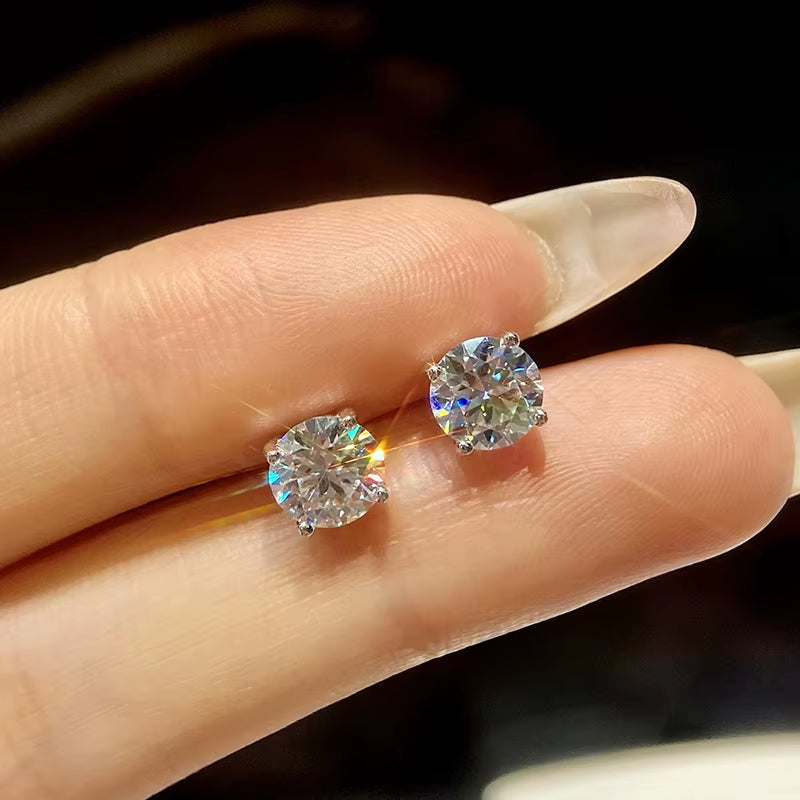 Elevate Your Elegance with S925 Sterling Silver Moissanite Diamond Stud Earrings – Perfect for Engagements and Weddings!
