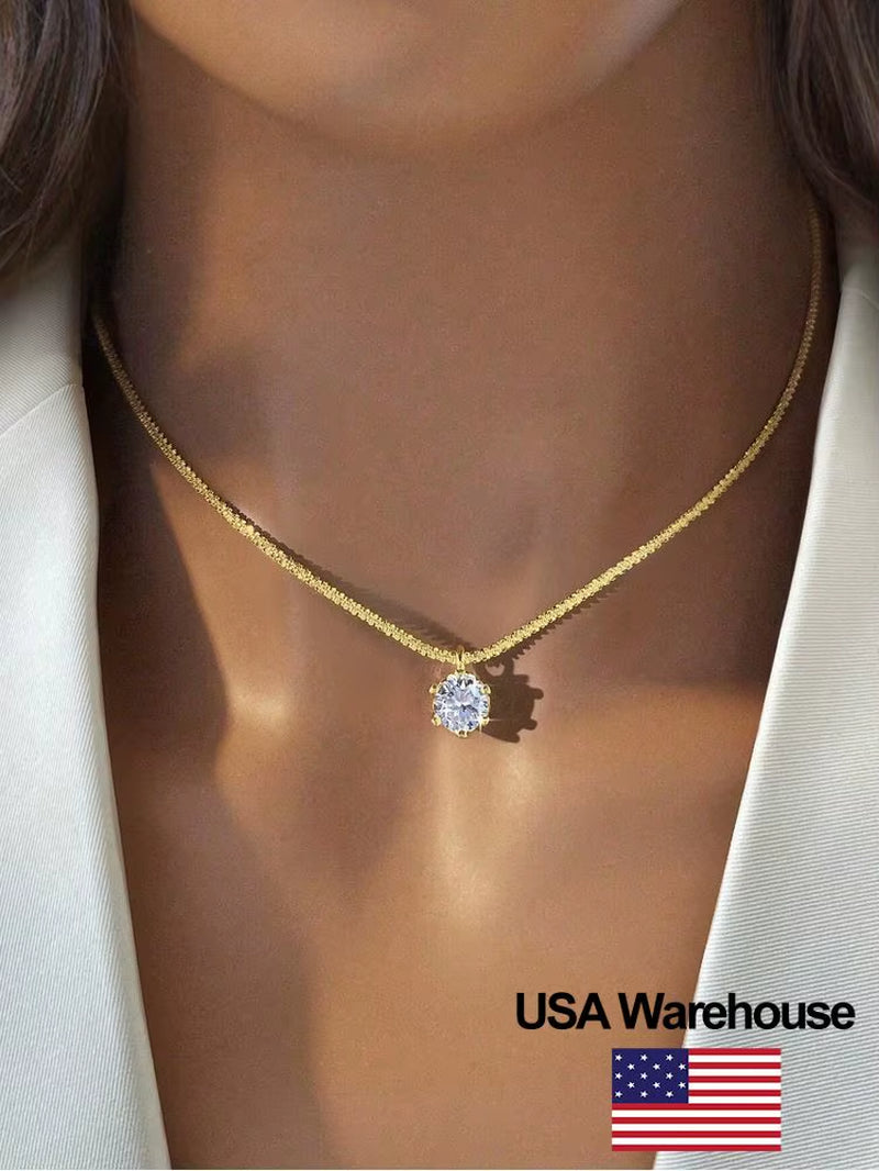 925 Sterling Silver Fashion Simplicity Classic Zircon Sparkling Necklace for Women Anniversary Party High Quality Fine Jewelry