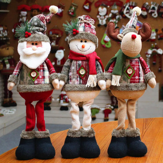 18" Christmas Doll Set: Santa, Elk, Snowman