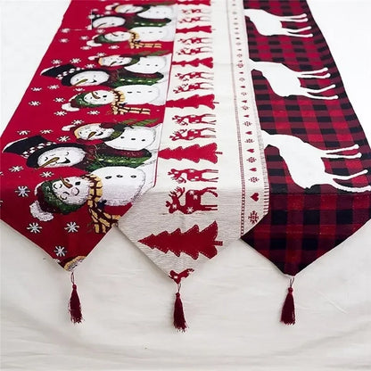 Holiday Elk Snowman Table Runner