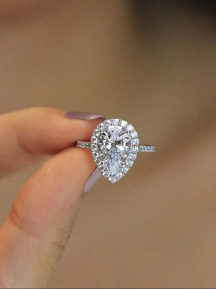 925 Sterling Silver Simplicity Classic Fashion Waterdrop Ring for Women Engagement Wedding Luxury High Quality Fine Jewelry