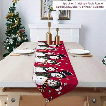 Holiday Elk Snowman Table Runner