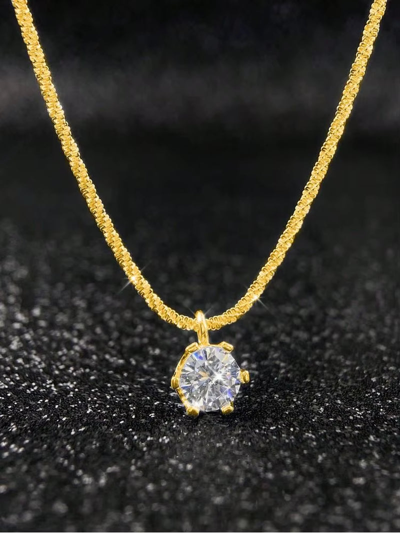 925 Sterling Silver Fashion Simplicity Classic Zircon Sparkling Necklace for Women Anniversary Party High Quality Fine Jewelry