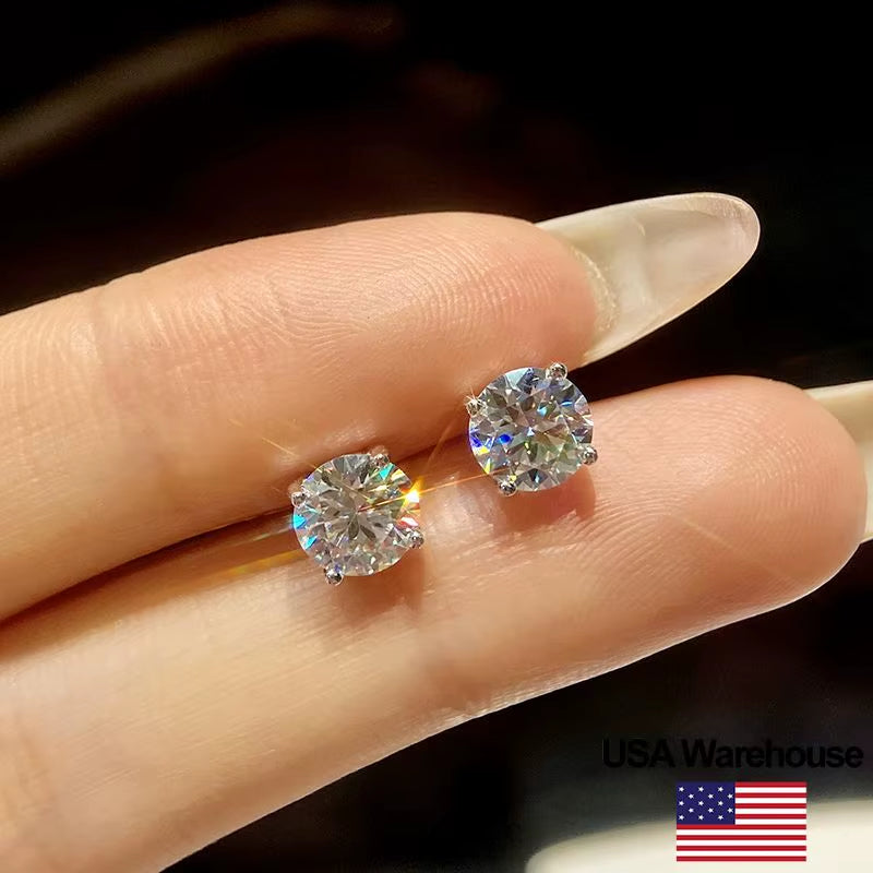 Elevate Your Elegance with S925 Sterling Silver Moissanite Diamond Stud Earrings – Perfect for Engagements and Weddings!