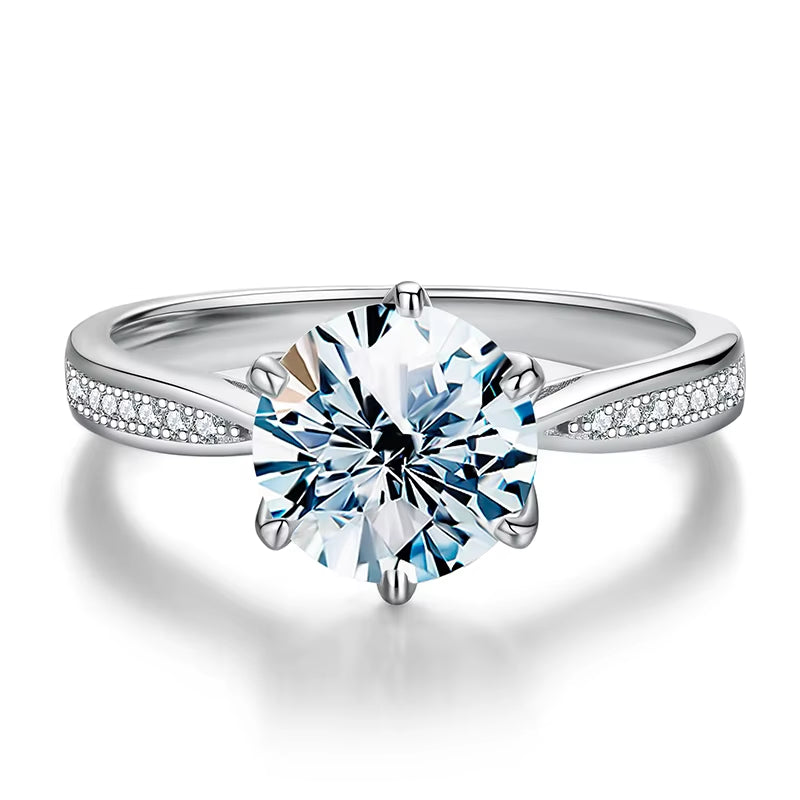 S925 Sterling Silver Brilliant 1CT VVS1 round Moissanite Wedding Engagement Ring High Quality Luxury Fine Jewelry for Women