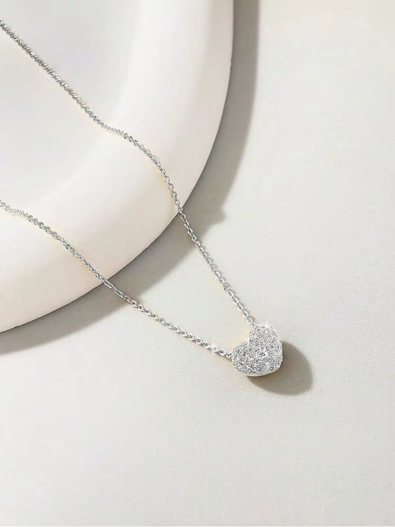 Elevate Your Elegance with the 925 Sterling Silver Zircon Heart Necklace - Perfect for Anniversaries and Special Occasions
